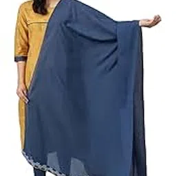 w for woman W for WomanWomen's Cotton Blue Cotton Dupatta With Running Stich Embroidery_23Auw81513-217373_Free Size-picture-1