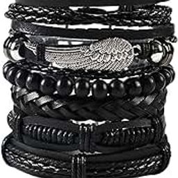 Yellow ChimesCombo Leather Wraps Casual Latest Trend Multi Strand Wrist Bracelets for Men and Women (Unisex)-40