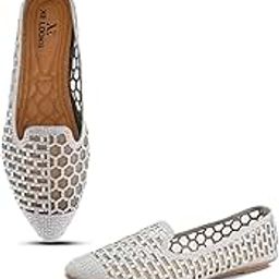 XE LooksElegant Rhinestone Studded Bellies | Hexagonal Cutout Pattern | Chic & Comfortable Slip-On Bellies for Girls & Womens-image-72