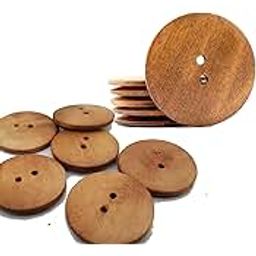 Aakriti 50pcs 30mm 2-Hole Big Natural Wooden Buttons Round Sewing Brown Overcoat Buttons (BROWN-50PCS)-image-13