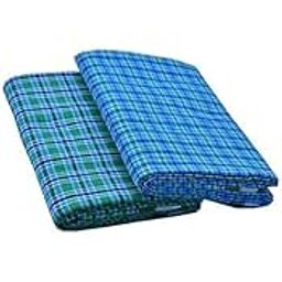 GenericPavan Ecommerce Cotton Checks Lungi for Men Free Size Branded, Stylish, Soft and Comfortable 2.25 Meters Long in Blue color Cotton Pack of 2 Blue Lungi 2-38