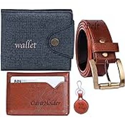 MundkarDenim Jeans Mens Wallet Pu Leather Brown Belt Tan Card Holder & Pu Keychain Gift Set Combo for Men & Boys(BWC-01) (Combo_03)-picture-11