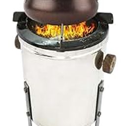 Smokless cooking Stove | Poratable chulla for outdoor,BBQ,Picnic,Hiking | Paper waste,Cow dung,Coconut shell & Wood burning-19