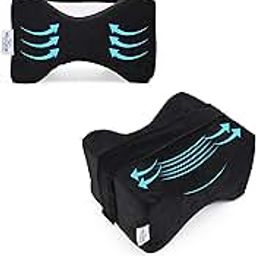 WELLGIVER Orthopedic Memory Foam Knee and Leg Pillow for Men and Women - Supports Knock Knees, Calves, and Thighs, Elevates Legs - (Black-Pack of 1)-image-38
