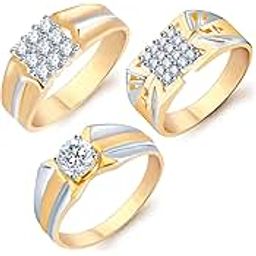 SukkhiStylish Gold Plated Cz Set Of 3 Gents Ring Combo For Women - 440CB1650SK_18-image-61