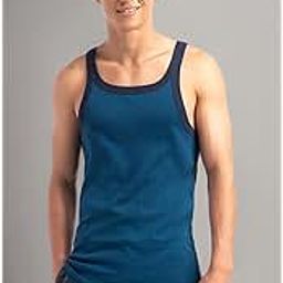 JockeyUS27 Men's Super Combed Cotton Rib Square Neck Gym Vest (Shoulder Strap Color May Vary)_Poseidon & Navy_L-picture-31