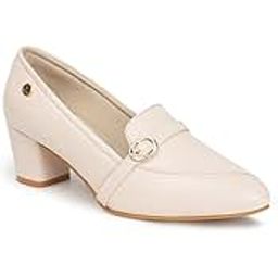 Carlton LondonWomen Stylish Slipon Pump Shoes with Block Heels, Pointed Toe for for Casual, Office and Daily Use-image-83