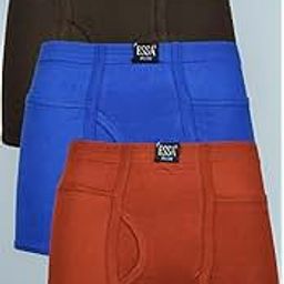 ESSATrend Men's Trunks with Pocket | Pack of 3 | 100% Super Combed Cotton, Mid Waist | Inner Elastic Waistband | Breathable Underwear, Innerwear | Solid (Multicolor)-image-39