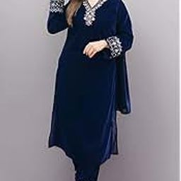Genericwomens kurta set with dupatta/womens kurta set with dupatta & Pent Velvet Embroidered full stitched-image-21