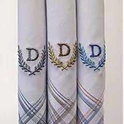 The White SquareMen's Large Handkerchief in White with Initials (D) Pack of 3-613 W/C-image-0