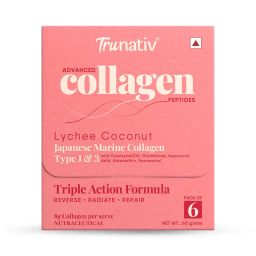 TruNativ Advanced Collagen Peptides,  6 sachets/pack  Lychee Coconut (Japanese Marine Collagen Type 1 & 3) -13