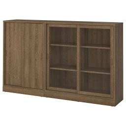 ikea tonstad Storage combination w sliding doors, brown stained oak veneer/clear glass, 202x37x120 cm-picture-12