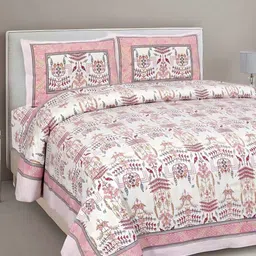 Myntra Elegant Homes Pink Printed Pure Cotton 240 TC King Bedsheet Set-2.74 m x 2.25 m-image-98