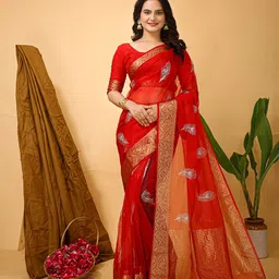 HI FI NX Woven Design Zari Tissue Saree-image-74