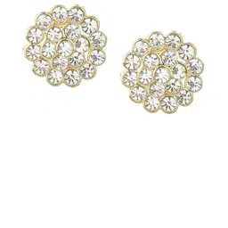 FirstBlush Gold-Plated American Diamond Studded Clip On Floral Studs-image-82