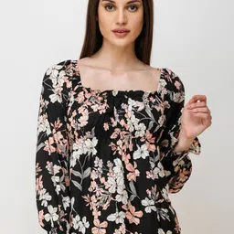 CORSICA Women Floral Printed Smocked Puff Sleeve A-Line Regular Top-picture-44