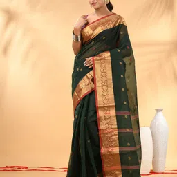 Charukriti Woven Design Zari Pure Cotton Taant Saree-picture-57