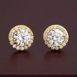 Kushal's Fashion Jewellery 92.5 Sterling Silver Gold-Plated CZ-Studded Circular Studs-17