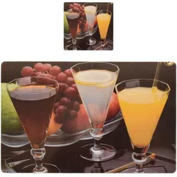 REVEXO 6Pc Brown Printed Rectangle Costers & Table Placemats image 2
