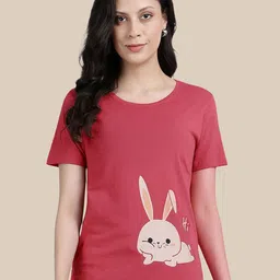 TWIN BIRDS Women Graphic Printed Round Neck Cotton Relaxed Fit T-shirt-picture-46