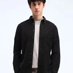 Flying Machine Men Button-Down Collar Solid Cotton Slim Fit Casual Shirt-image-48