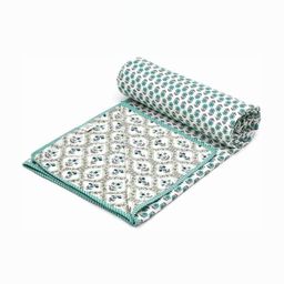 JP SHINE White & Green Printed Reversible Cotton AC Room 210 GSM Double Bed Dohar-image-63
