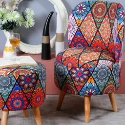 Shadowkart Set Of 2 Red & Blue Mudda Puffy Stool Ottomans-image-65