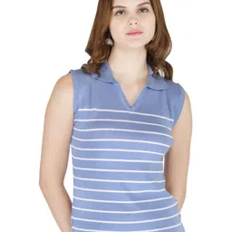 G0-4 IT Striped Sleeveless Polo Collar T-shirt-picture-28