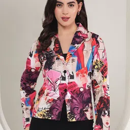 TANDUL Women Printed Slim Fit Notched Lapel Single-Breasted Blazer-image-22