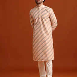 KALKI Fashion Striped Mandarin Collar Long Sleeves Kurta With Pyjamas-picture-37
