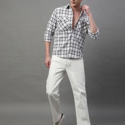 Metronaut Men Regular Fit Spread Collar Tartan Checked Casual Shirt-image-98
