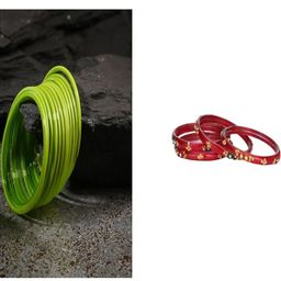 SOMIL Set of 16 Green Alloy Artificial Stones & Beads Bangles-image-91
