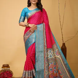 Mitera Bandhani Zari Art Silk Banarasi Saree-24