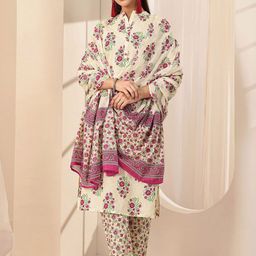 Libas Floral Printed Mandarin Collar Straight Kurta with Trousers & Dupatta-28