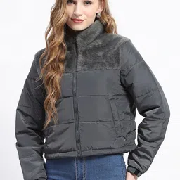 Madame Women Polyester Crop Padded Jacket-picture-43