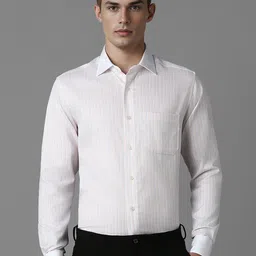 Louis Philippe Men Classic Spread Collar Vertical Striped Cotton Formal Shirt-picture-6