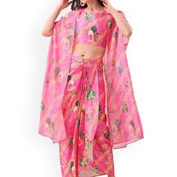 FAB GALAXY Printed Sleeveless Top With Skirt & Shrug-image-63