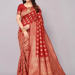 KALINI Woven Design Zari Silk Blend Kanjeevaram Saree-image-50