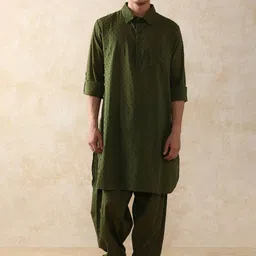 Moara Pathani Textured Pure Cotton Kurta with Dhoti Pants-image-50