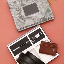 SAZARA Men Reversiable Belt , Wallet, Keychain and Pen Gift Set Comes with a box-image-63