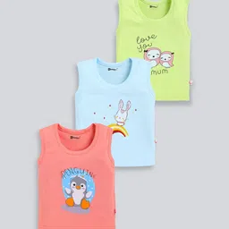 MoonKids Kids Pack Of 3 Printed Cotton Basic Vests-20