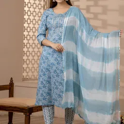 Anouk Rustic Women Ethnic Motifs Printed Regular Pure Cotton Kurta with Trousers & With Dupatta-image-77