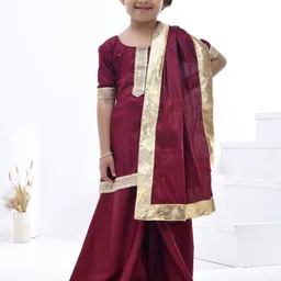 Bannhi Girls Floral Regular Kurti with Sharara & With Dupatta-picture-22