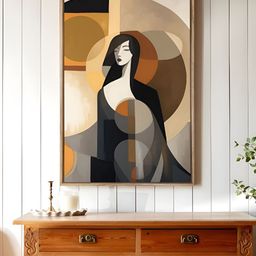 Art Street Brown & White Abstract woman Canvas Wall Art-image-94