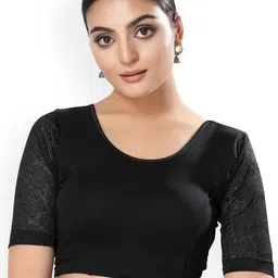 VAMAS - THE DESIGNER BLOUSES Round Neck Non-Padded Stretchable Saree Blouse-image-44