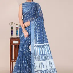 SIMPLYETHNIC Ethnic Motifs Block Print Saree-picture-19