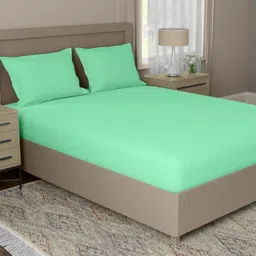 home expressions Blue Striped 210 TC Satin Queen Bedsheet Set 2.24 m x 2.54 m-picture-2