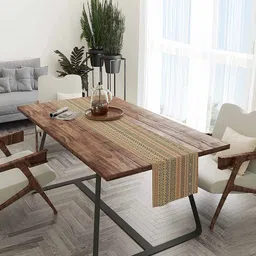 STITCHNEST Brown And Black Geometric Printed Table Runner image 4