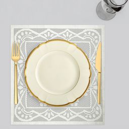 Kuber Industries Set Of 3 Cream-Coloured Cotton Square Plain Net Placemats image 4