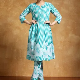 Varanga Women Striped Cotton Kurta with Trouser-35